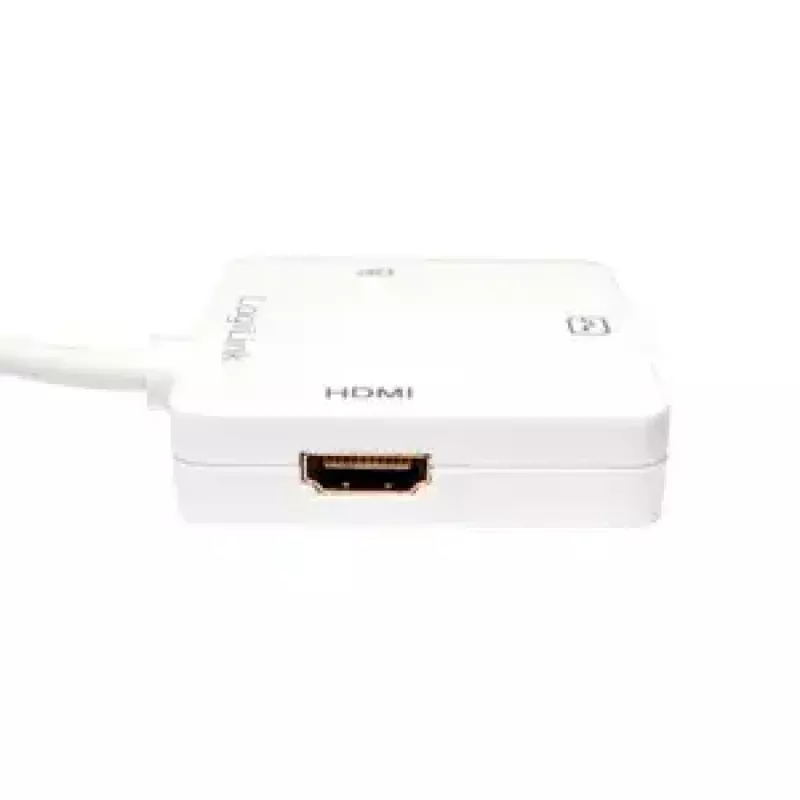 LogiLink CV0045A Mini DisplayPort – HDMI/DVI/DisplayPort -sovitin, 4K, 0,15 m, valkoinen