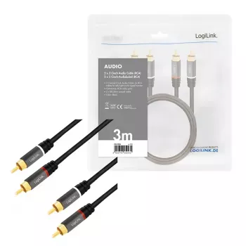 Audiokaapeli LogiLink CA1206 3 m 2xCinch uros musta