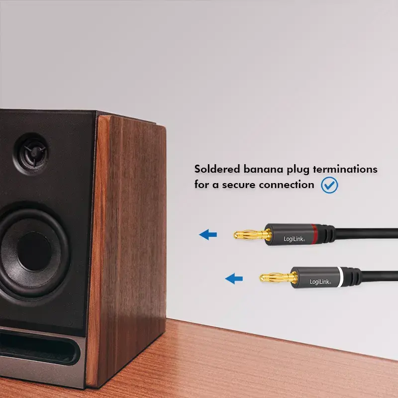 Audiokaapeli LogiLink CA1211 5 m 2x banaani musta