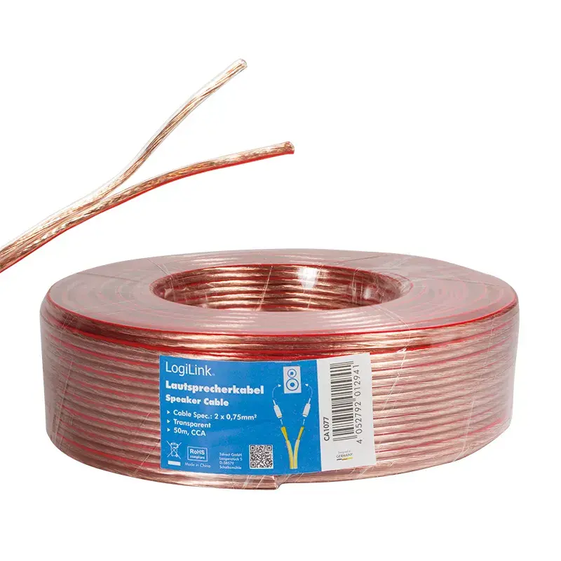 Audiokaapeli LogiLink CA1077 50 m läpinäkyvä