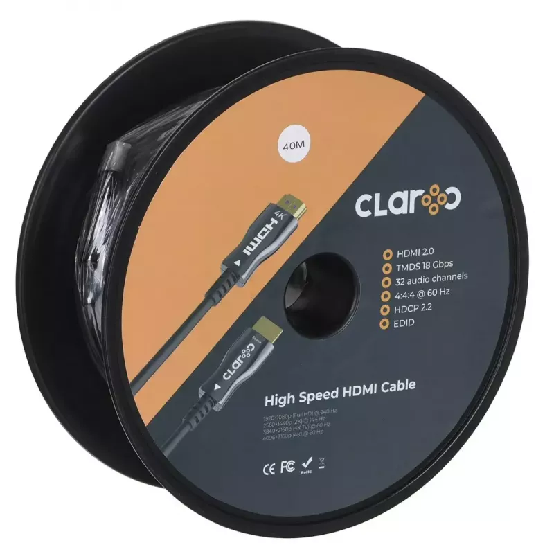 claroc FEN-HDMI-20-40M, kuitu-HDMI-kaapeli, Active Optical -kaapeli (AOC) HDMI 2.0, 4K, 40 m