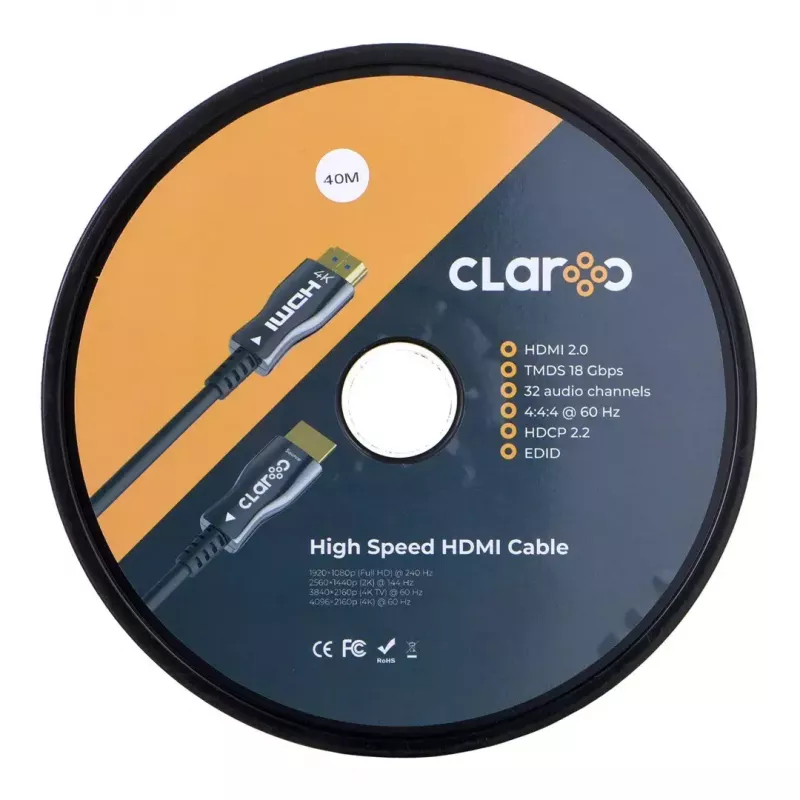 claroc FEN-HDMI-20-40M, kuitu-HDMI-kaapeli, Active Optical -kaapeli (AOC) HDMI 2.0, 4K, 40 m
