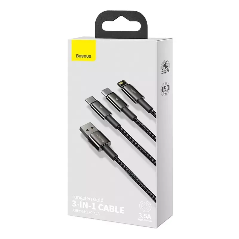 3-in-1 USB-kaapeli Baseus Tungsten Gold CAMLTWJ-01