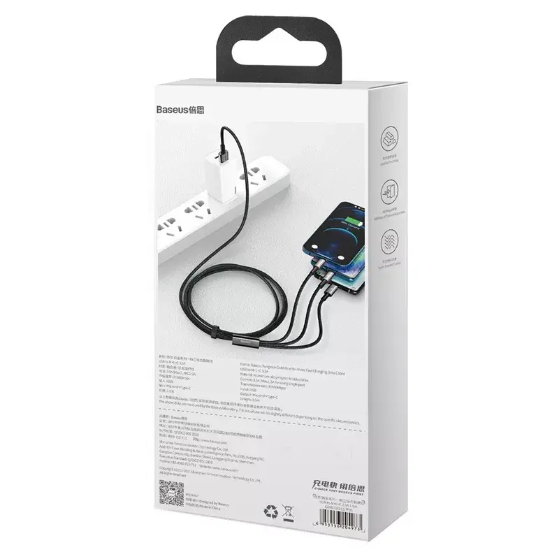 3-in-1 USB-kaapeli Baseus Tungsten Gold CAMLTWJ-01