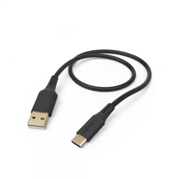 Hama joustava USB-kaapeli USB 2.0 1,5 m USB A USB C musta