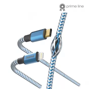 Hama Reflective -kaapeli 1,5 m sininen Lightning - USB-C 3 A