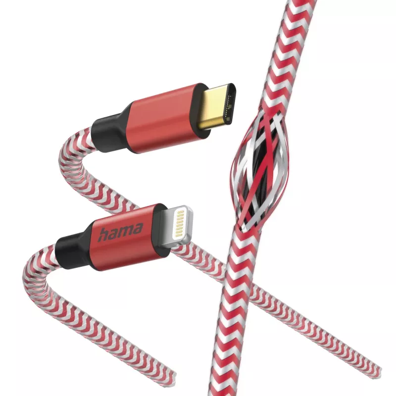 Hama Reflective -kaapeli 1,5 m punainen Lightning - USB-C 3 A