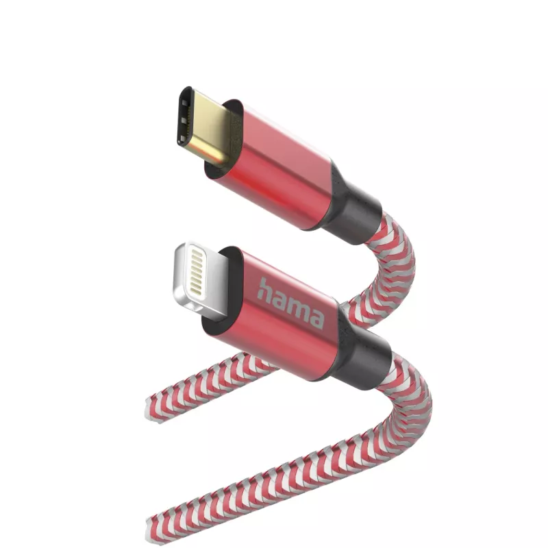 Hama Reflective -kaapeli 1,5 m punainen Lightning - USB-C 3 A