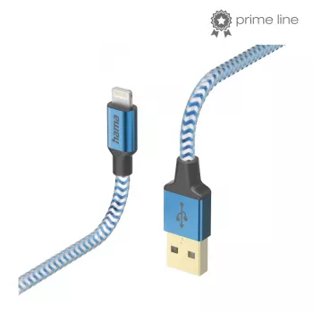 Kaapeli Hama Reflective 1,5 m sininen Lightning - USB A 2,4 A