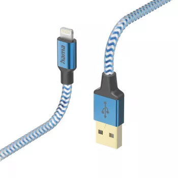 Kaapeli Hama Reflective 1,5 m sininen Lightning - USB A 2,4 A