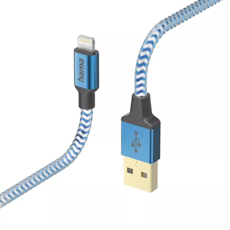 Kaapeli Hama Reflective 1,5 m sininen Lightning - USB A 2,4 A
