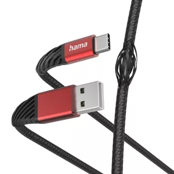 Hama Extreme USB-kaapeli USB 2.0 1,5 m USB A USB C musta, punainen