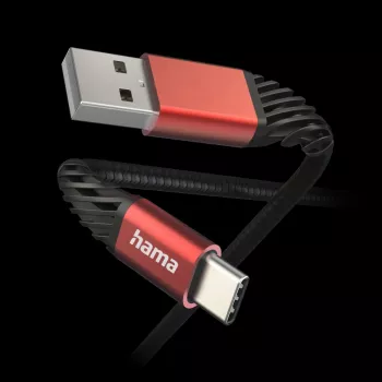 Hama Extreme USB-kaapeli USB 2.0 1,5 m USB A USB C musta, punainen