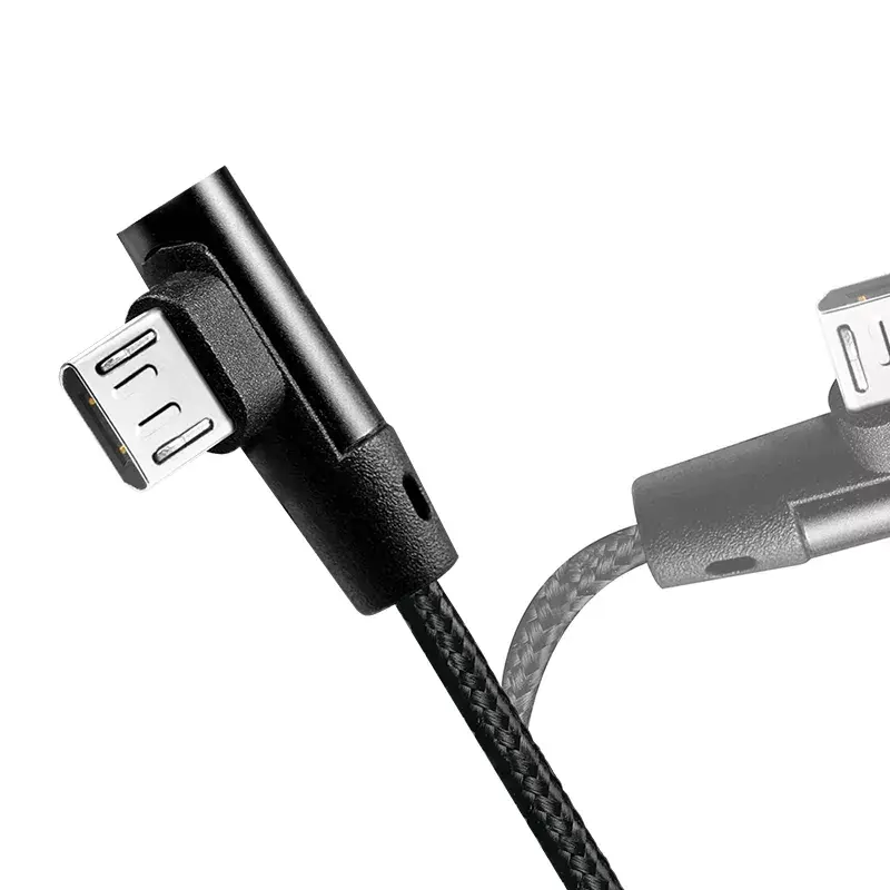 LogiLink CU0142 USB 2.0 -kaapeli, USB-A – Micro-USB B (kulmaliitin 90°), punottu, 1 m, musta