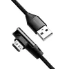 LogiLink CU0142 USB 2.0 -kaapeli, USB-A – Micro-USB B (kulmaliitin 90°), punottu, 1 m, musta