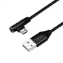LogiLink CU0142 USB 2.0 -kaapeli, USB-A – Micro-USB B (kulmaliitin 90°), punottu, 1 m, musta