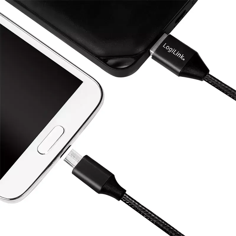 USB-kaapeli LogiLink CU0143 USB 2.0 0,3 m USB A Micro-USB B musta