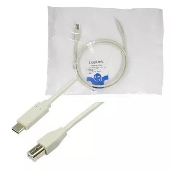 USB-kaapeli LogiLink CU0160 USB 2.0 1m USB-C USB-B valkoinen