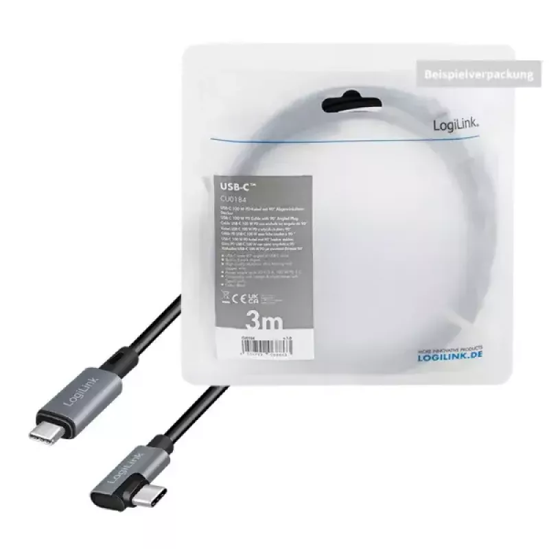 USB-kaapeli LogiLink CU0183 2m USB-C musta hopea USB 2.0