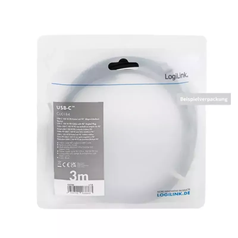 USB-kaapeli LogiLink CU0183 2m USB-C musta hopea USB 2.0