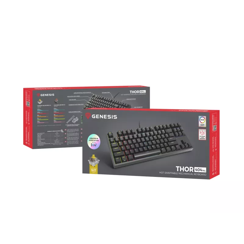 GENESIS Thor 404 TKL näppäimistö Gaming USB QWERTY US International musta