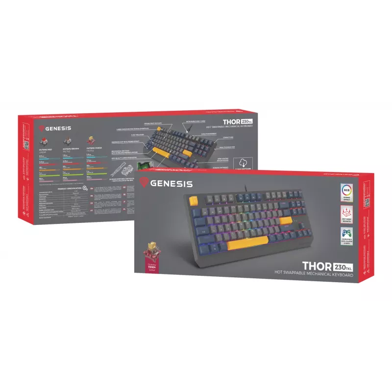 GENESIS Thor 230 TKL näppäimistö Gaming USB QWERTY englanti sininen