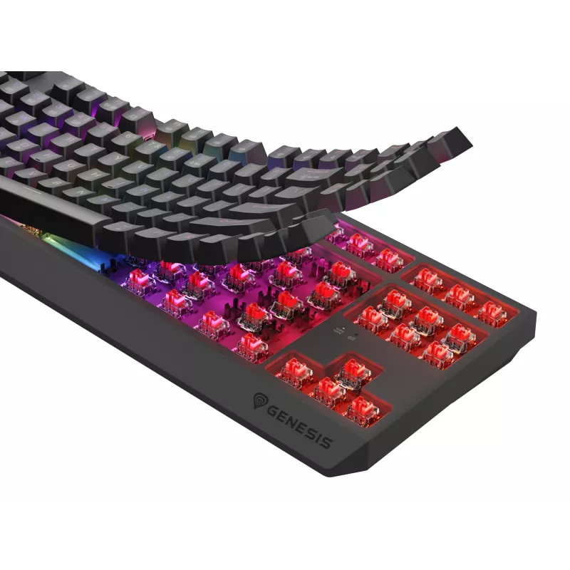 Mekaaninen Tenkeyless Gaming-näppäimistö GENESIS Thor 230 TKL — USB, RF langaton, Bluetooth, 87 näppäintä QWERTY, harmaa