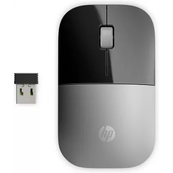 HP Z3700 hopeinen langaton hiiri, molempikätinen, optinen, RF langaton, 1200 DPI, hopea