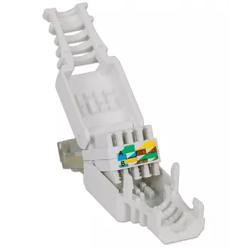 Intellinet RJ45-modulaaripistoke, työkaluton liitin, Cat5/5e/6, 22-26 AWG massiivi- ja monisäikeiset UTP-kaapelit