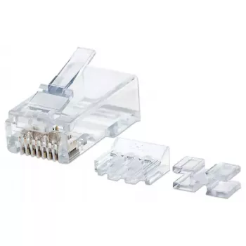 Intellinet RJ45-modulaaripistoke Pro Line, Cat6A, UTP, 3-haarainen, massiivijohdolle, 50 µ kullatut kontaktit, 80 kpl:n pakkaus