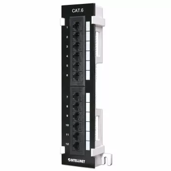 Intellinet patch-paneeli, Cat6, seinäkiinnitys, UTP, 12 porttia, musta