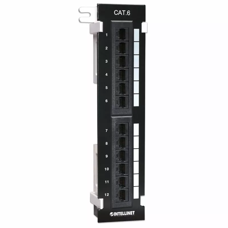 Intellinet patch-paneeli, Cat6, seinäkiinnitys, UTP, 12 porttia, musta