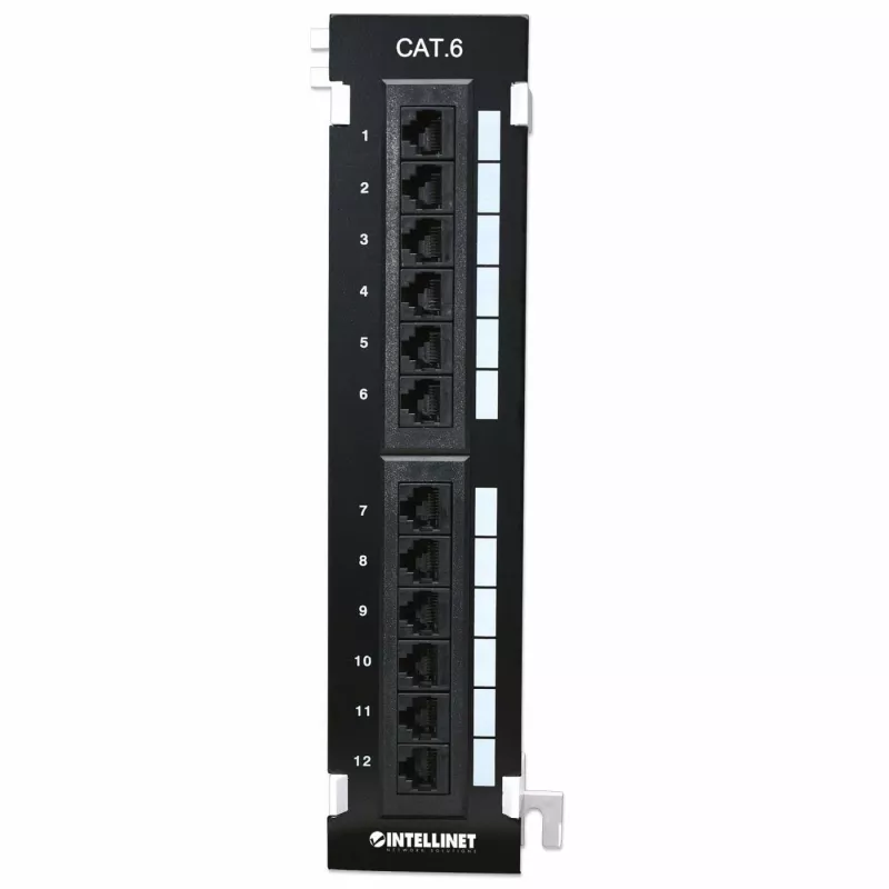 Intellinet patch-paneeli, Cat6, seinäkiinnitys, UTP, 12 porttia, musta