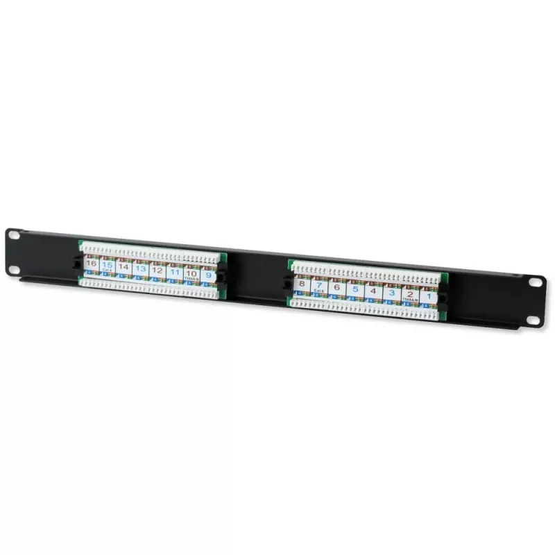 Techly patch-paneeli UTP 16 porttia RJ45 Cat.6 I-PP 16-RU-C6T