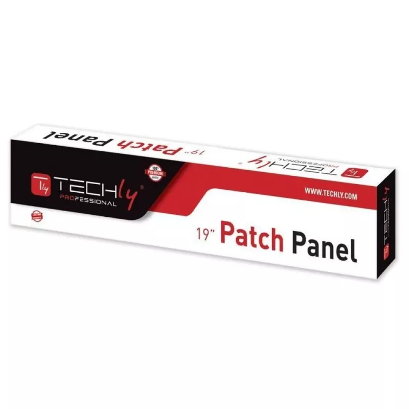 Techly 022861 I-PP 24-RU-C5ET 19 tuuman kytkentäpaneeli, 24 porttia Cat5e UTP, 1U, musta
