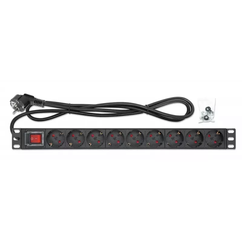 Intellinet 19 inch 1U rack-monttaus 9-osainen PDU 16A päälle/pois 2 m virtajohto