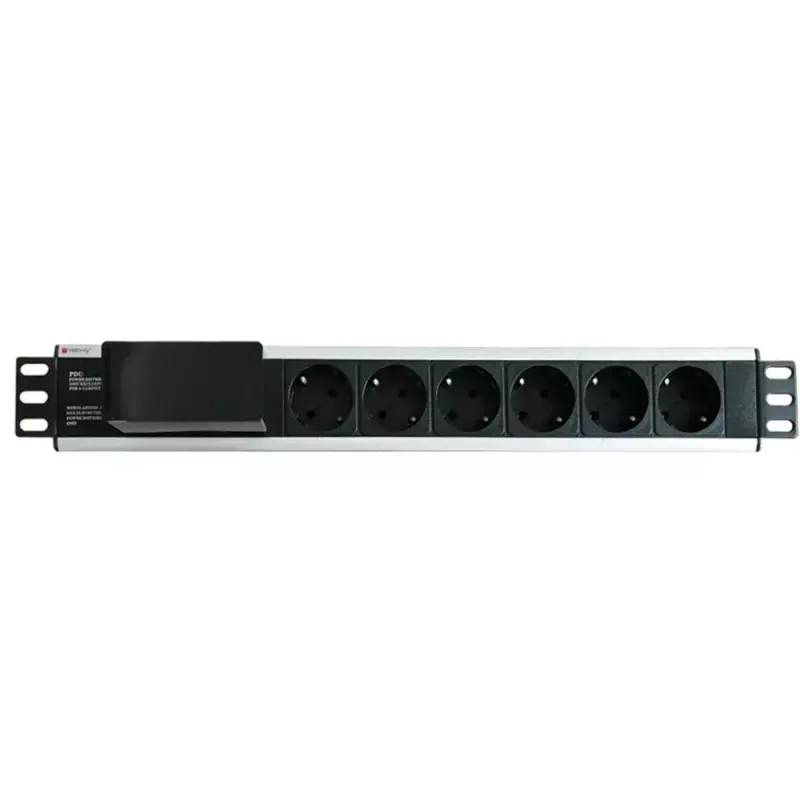 Techly I-CASE STRIP-16SH pistorasia (PDU) 6 AC-lähtöä 1,5HE musta, hopea