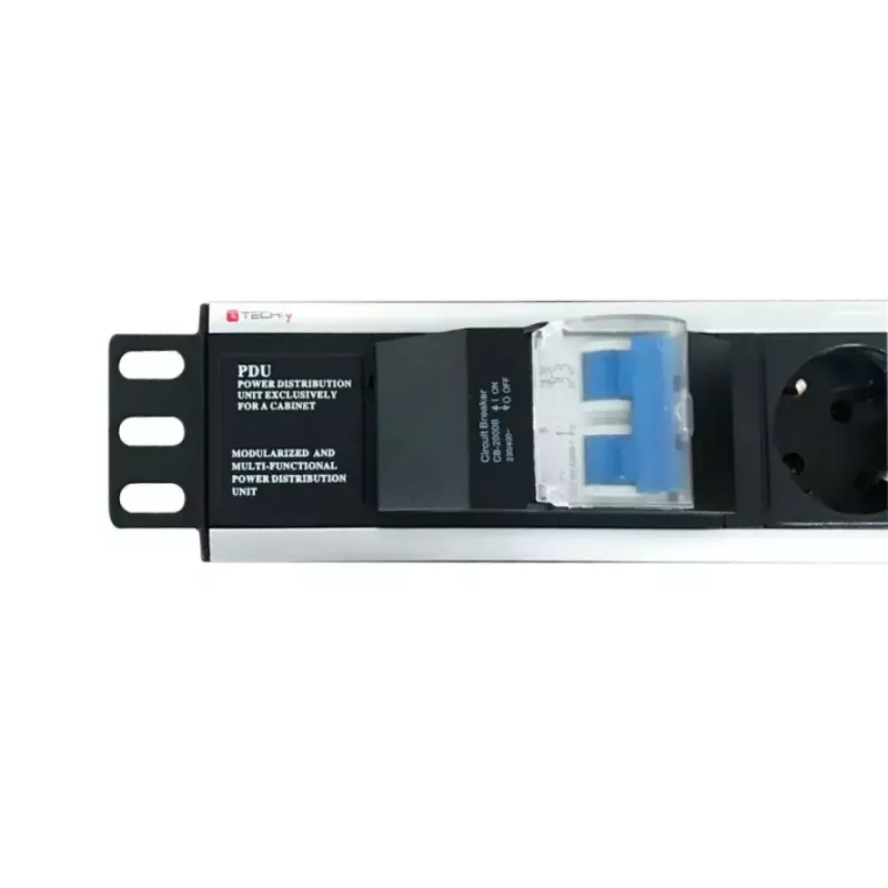 Techly I-CASE STRIP-16SH pistorasia (PDU) 6 AC-lähtöä 1,5HE musta, hopea