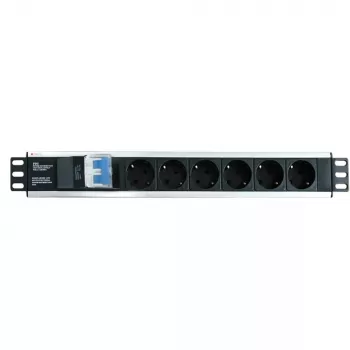 Techly I-CASE STRIP-16SH pistorasia (PDU) 6 AC-lähtöä 1,5HE musta, hopea