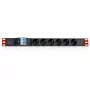 Techly I-CASE STRIP-61UD virranjakoyksikkö (PDU) 6 AC-pistorasiaa 1U musta, punainen