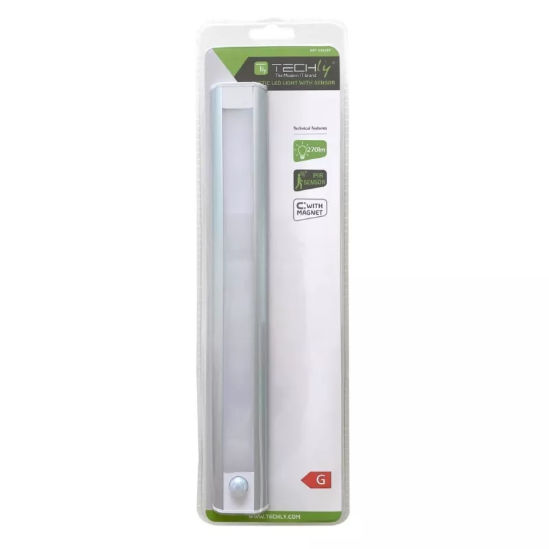 Techly 026289 magneettinen LED-valopaneeli 19 tuuman rack-kaapille, liike- ja kosketusanturi, 12 V DC -verkkolaite, 3 m kaapeli