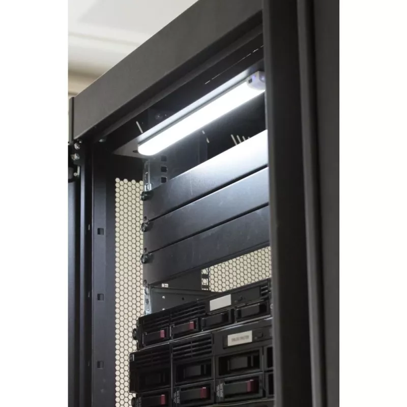 Techly 026289 magneettinen LED-valopaneeli 19 tuuman rack-kaapille, liike- ja kosketusanturi, 12 V DC -verkkolaite, 3 m kaapeli