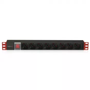 Techly I-CASE STRIP-18C20 virranjakoyksikkö (PDU) 8 AC-lähtöä 1U musta, punainen