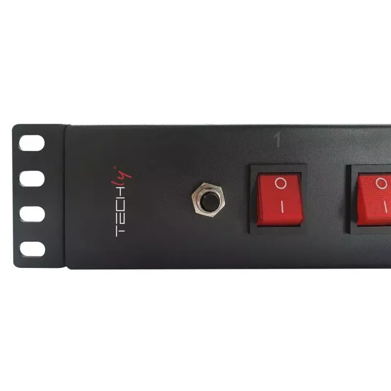Techly 8-osainen 19 inch rack Power Strip 8 PÄÄLLE/POIS-kytkimellä 1,5HE