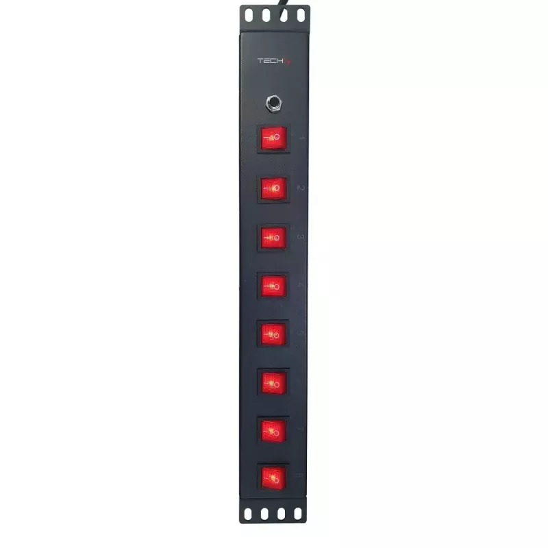Techly 8-osainen 19 inch rack Power Strip 8 PÄÄLLE/POIS-kytkimellä 1,5HE