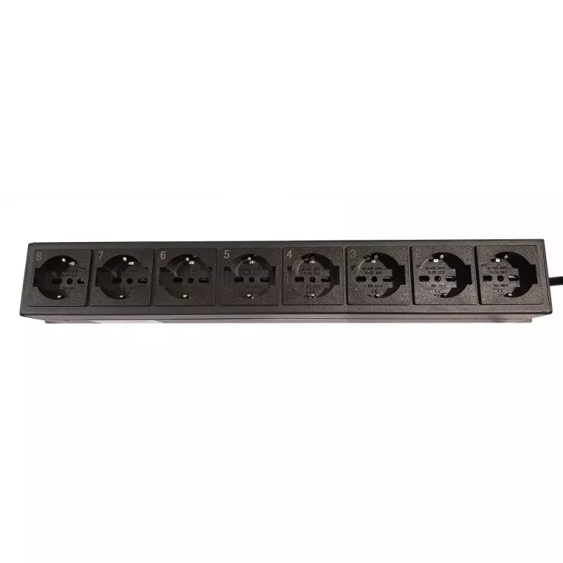 Techly 8-osainen 19 inch rack Power Strip 8 PÄÄLLE/POIS-kytkimellä 1,5HE