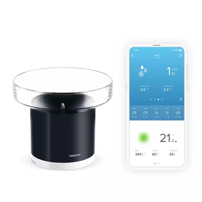 Netatmo älykäs sadetutka, paristo, AAA, 1,5 V, 130 mm, 130 mm, 110 mm