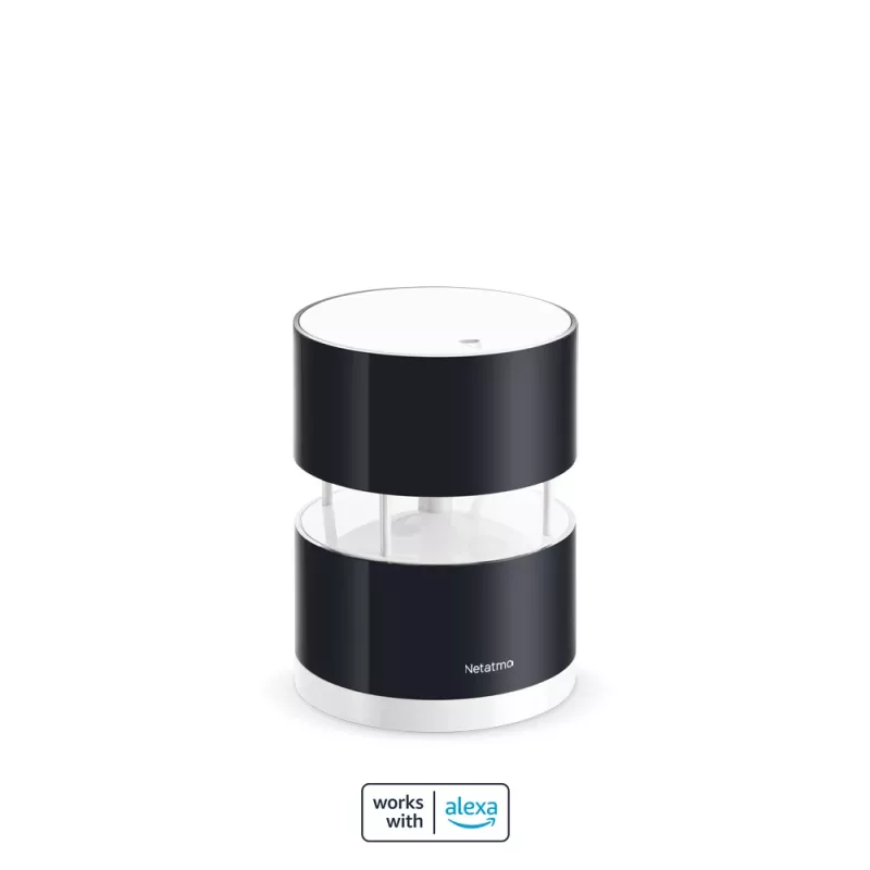 Netatmo NWA01-WW älykäs tuulimittari sääasemalle, tuulen nopeus ja suunta, langaton, Wi-Fi, 0–45 m/s, 100 m kantama, 4x AA, musta, läpinäkyvä