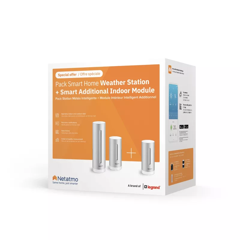 Netatmo Indoor Pack ”älykäs sääasema + lisä älykäs sisämoduuli”