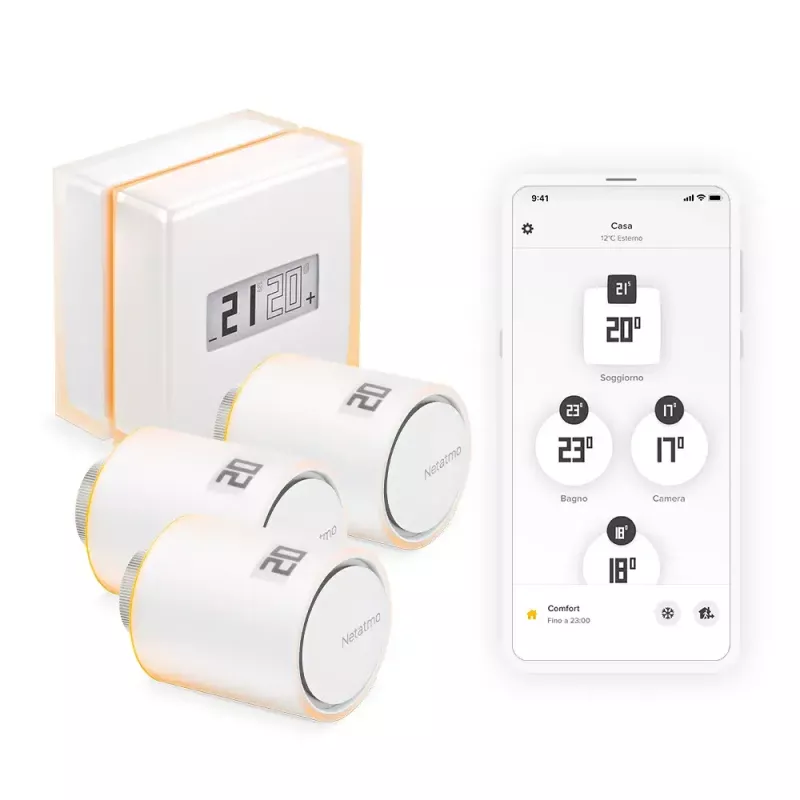 Netatmo paketti: älykäs termostaatti + 3 lisä älykästä patteriventtiiliä